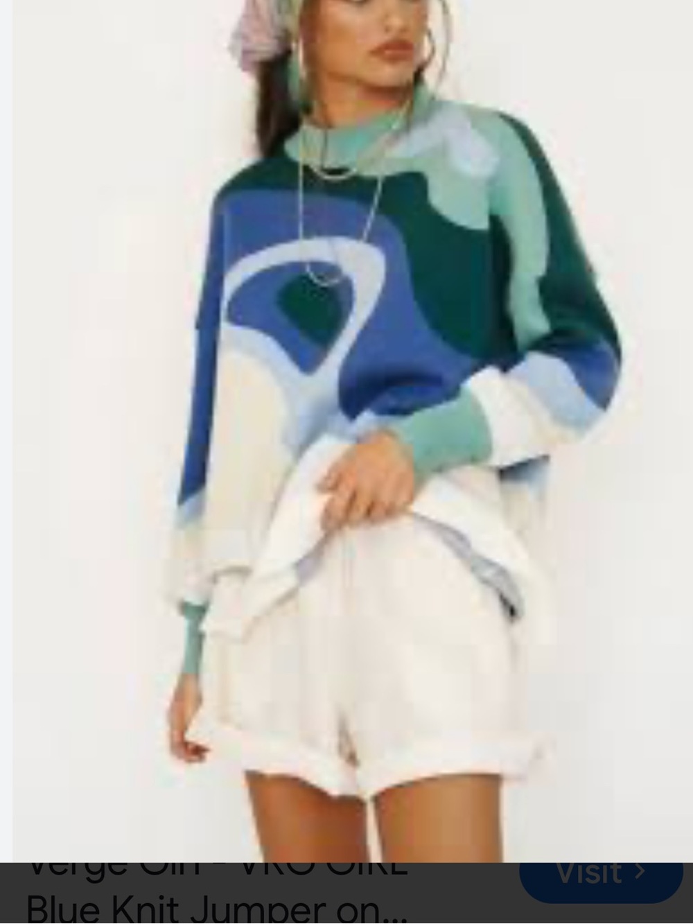 VRG GRL NWT Blue Wave Swirl Knit Oversized Sweater
